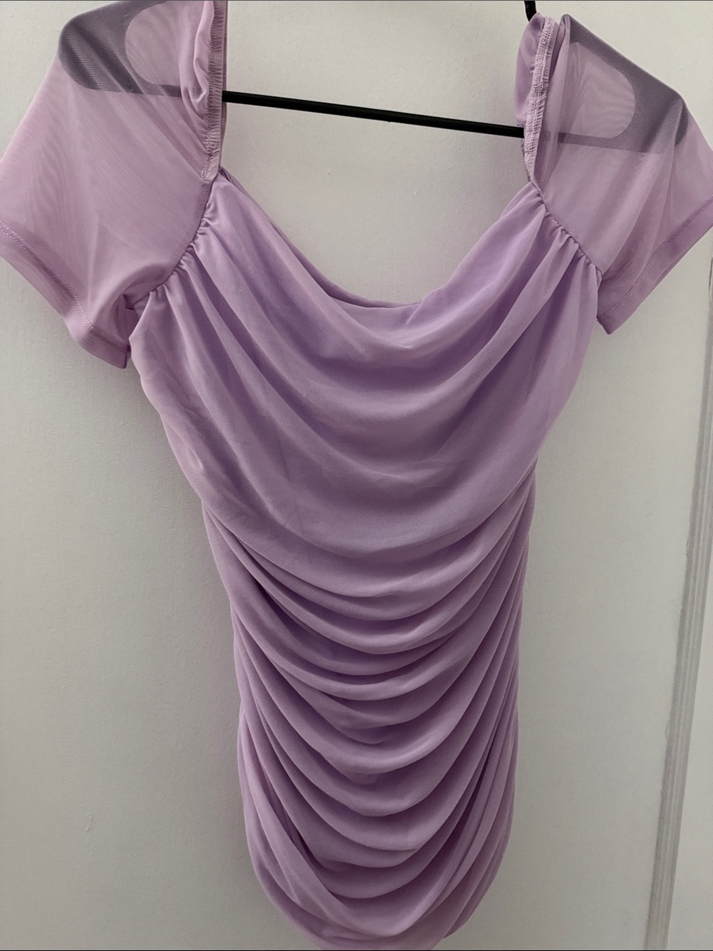 Lilac Ruched Short Sleeve Dress